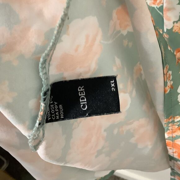 Green Floral Satin Lace Fairycore Feminine Romantic Casual Summer Slip Dress 2XL - Picture 7 of 7